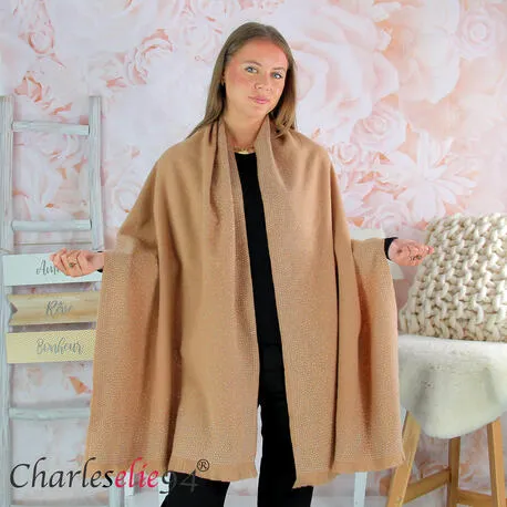 Etole châle laine strass KORY moka