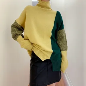 Femme - Pull à col roulé ample - Confortable et élégant - Mode féminin