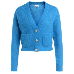 Ganni Cardigan en laine bleu clair