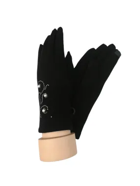Gants tactiles motif perle fleur doublure (x12)