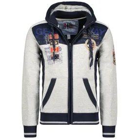 Geographical Norway Geday Homme - Sweat zippé Gris Clair