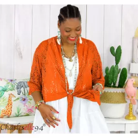 Gilet bolero dentelle ete  ADELE orange