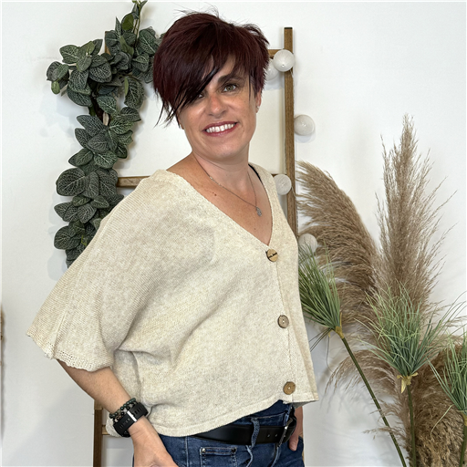 Gilet Court Été Beige - Bleu Clair