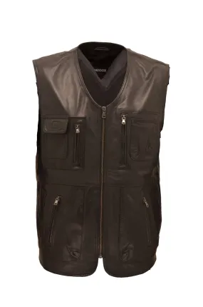Gilet cuir homme noir