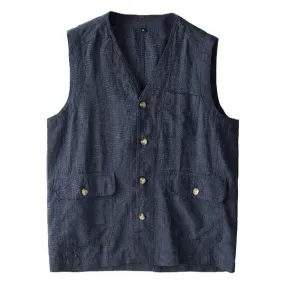 Gilet en lin ample décontracté vintage