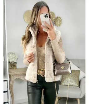 gilet style fourrure beige