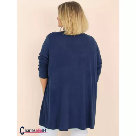 Gilet été LIERA maille douce marine