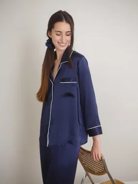 GLAMOUR Chemise de pyjama en soie bleue 19 mommes