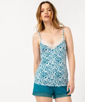 haut de pyjama a fines bretelles et dentelle femme vert hauts de pyjama