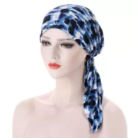 INAYA Foulard Cheveux Femme Mode Chimio Bleu à motifs