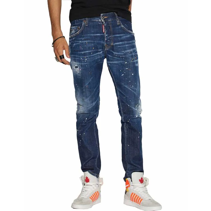 Jean Dark Techno Surf Wash Skater Jeans Bleu - Dsquared2 pour homme