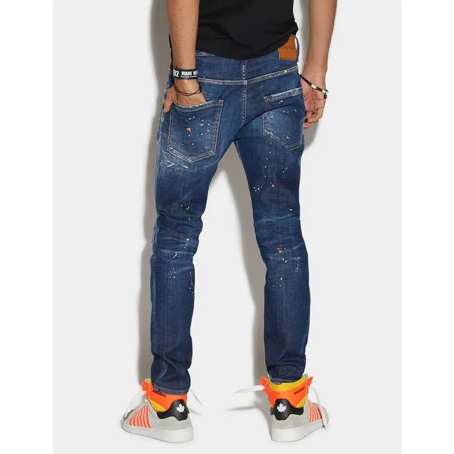 Jean Dark Techno Surf Wash Skater Jeans Bleu - Dsquared2 pour homme