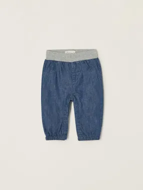 Jean en Coton avec Doublure en Jersey Nouveau-Né  ESSENTIALS LINE - Bleu