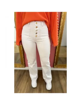 Jean femme bootcut jambes larges taille haute boutons fantaisie perles & bijoux 34-42