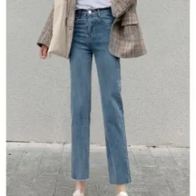Jean flare évasé court pantalon taille haute pour femme