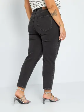Jean mom taille haute  à 5 poches - L32 - Noir
