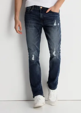 Jeans Délavage Bleu foncé médium Coupe Slim Taille Moyenne