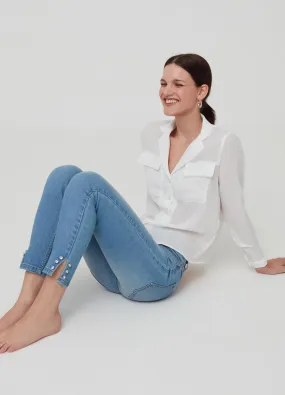 Jeans Femme | Skinny-fit crop jeans with diamantés Lavage clair | OVS