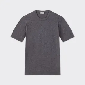John Smedley : T-shirt Coton Texturé : Gris