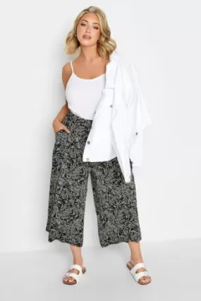Jupe-Culotte Noir en Jersey Design Petites Fleurs