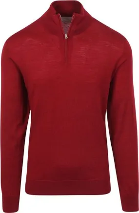 King Essentials The Michael Half Zip Pull Merino Rouge KM111