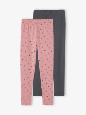 Lot de 2 leggings Basics fille anthracite - Vertbaudet