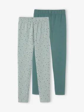 Lot de 2 leggings Basics fille vert émeraude - Vertbaudet