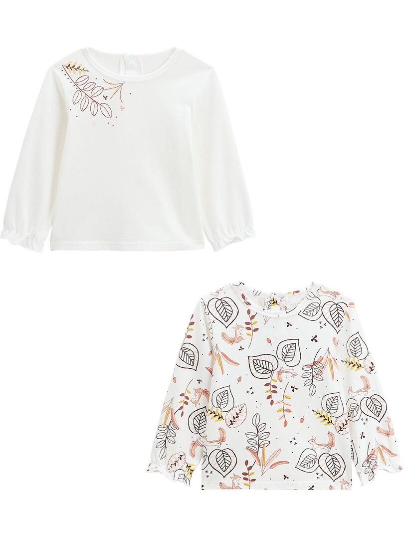Lot de 2 t-shirts bébé manches longues Léonie - Ecru