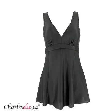 Maillot de bain 1 piece robe jupette ATTALIS ete femme grande taille noir