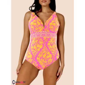 Maillot de bain 1 pièce fleuri MANARA fuchsia