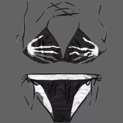 Maillot de bain bikini squelette pour femme