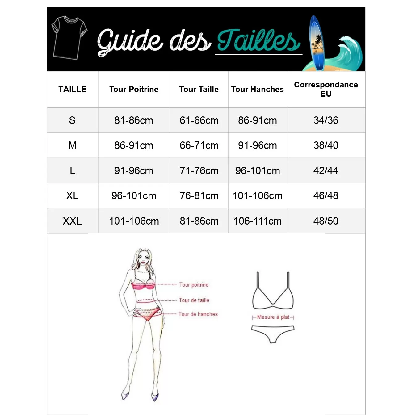Maillot de bain Surf Femme - Noir (1 pièce)