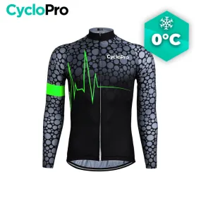 MAILLOT LONG DE CYCLISME VERT - HIVER - PULSATION+