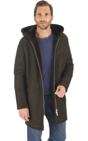 Manteau capuche mérinos marron La Canadienne - La Canadienne - Manteaux Peau Lainée Marron