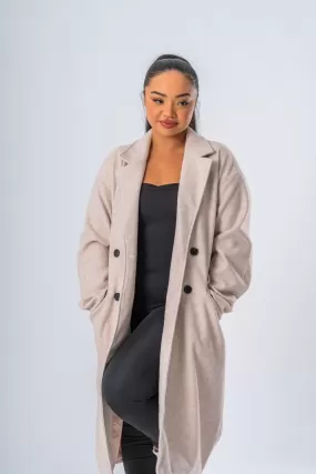 Manteau long double boutonnage beige