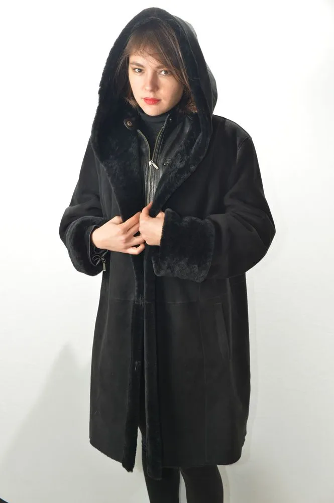 Manteau Peau Lain�e STEFANIA SARRE OC448 Noir