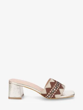 Mules irisées style jacquard zigzag - Or