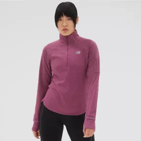 NEW BALANCE Pull de running  1/2 Zip Heat Grid rose et noir pour femme | WT23252RNH