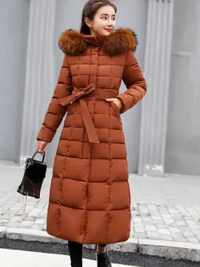 Oleta - Manteau d'hiver plus long et chaud avec ceinture pour femmes