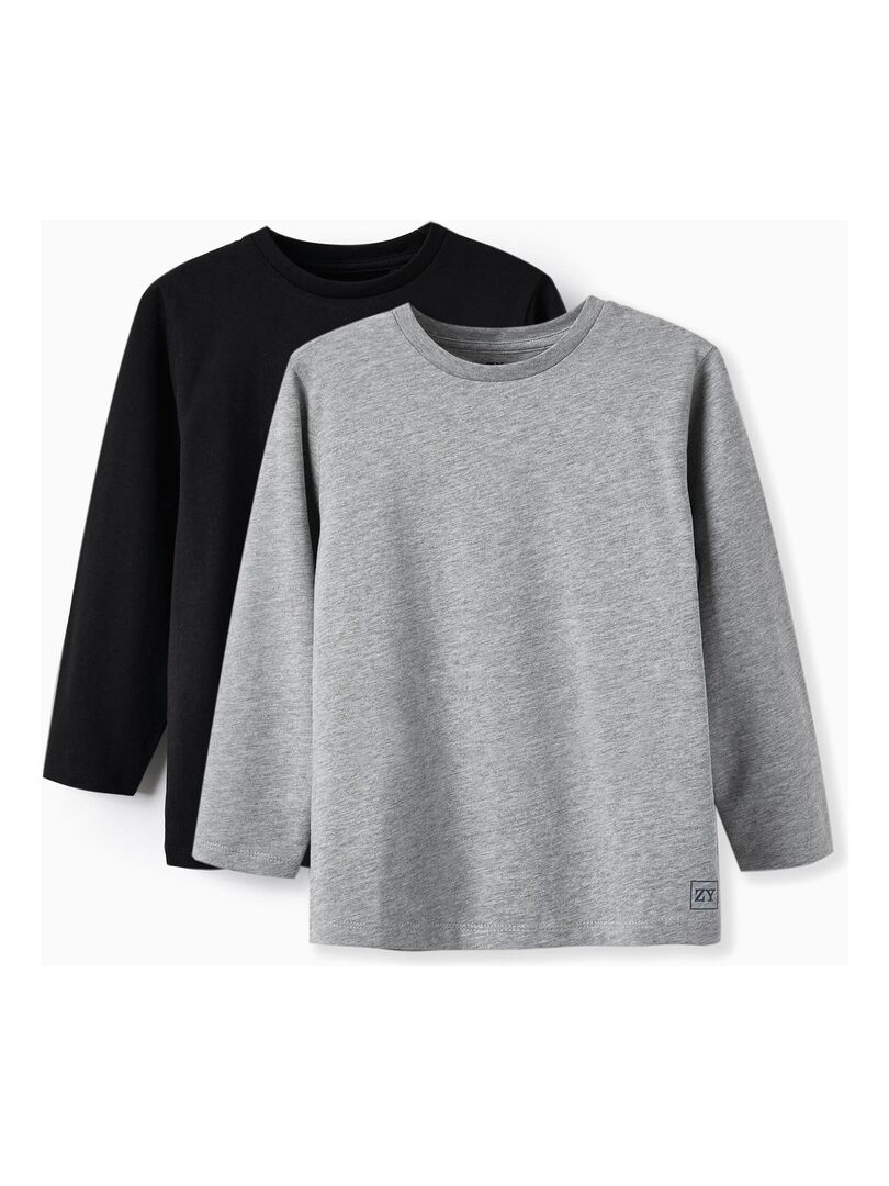 Pack 2 T-shirts à manches longues pour garçon manches longues - Noir