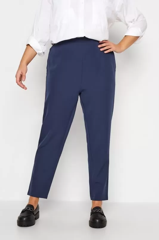 Pantalon Bleu Marine Taille Haute Coupe Droite