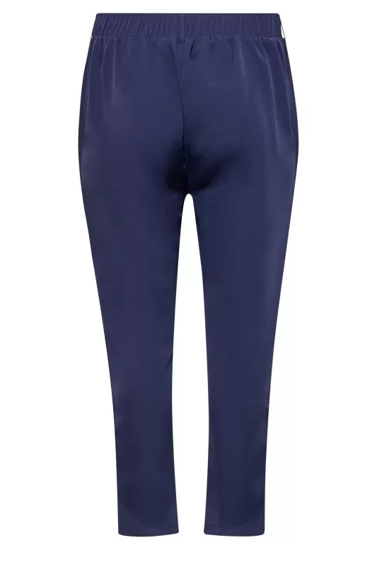 Pantalon Bleu Marine Taille Haute Coupe Droite