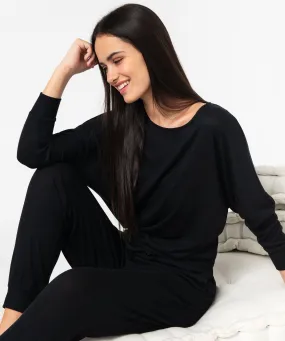 pantalon de pyjama en maille fine femme noir bas de pyjama