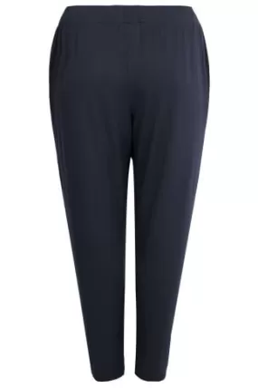Pantalon en Jersey Bleu Marine Fluide
