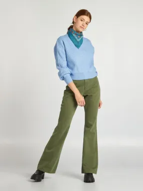 Pantalon flare/bootcut - 5 poches - Vert kaki