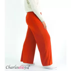 Pantalon fluide hiver taille élastiquée LESIA brique