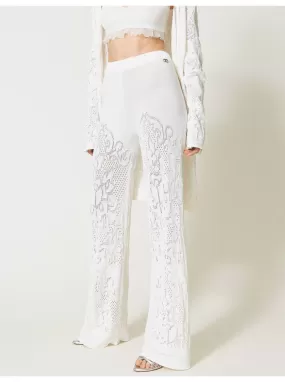 Pantalon palazzo en dentelle Twinset