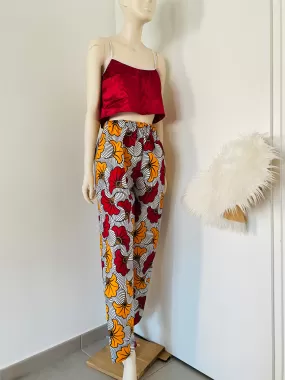 Pantalon taille haute en wax