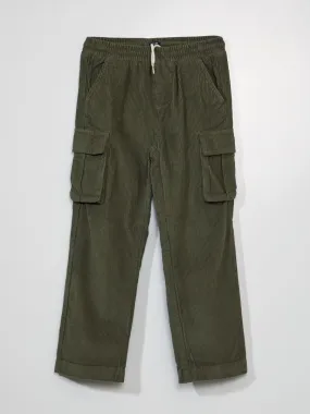 Pantalon à multi poches en velours côtelé - Vert