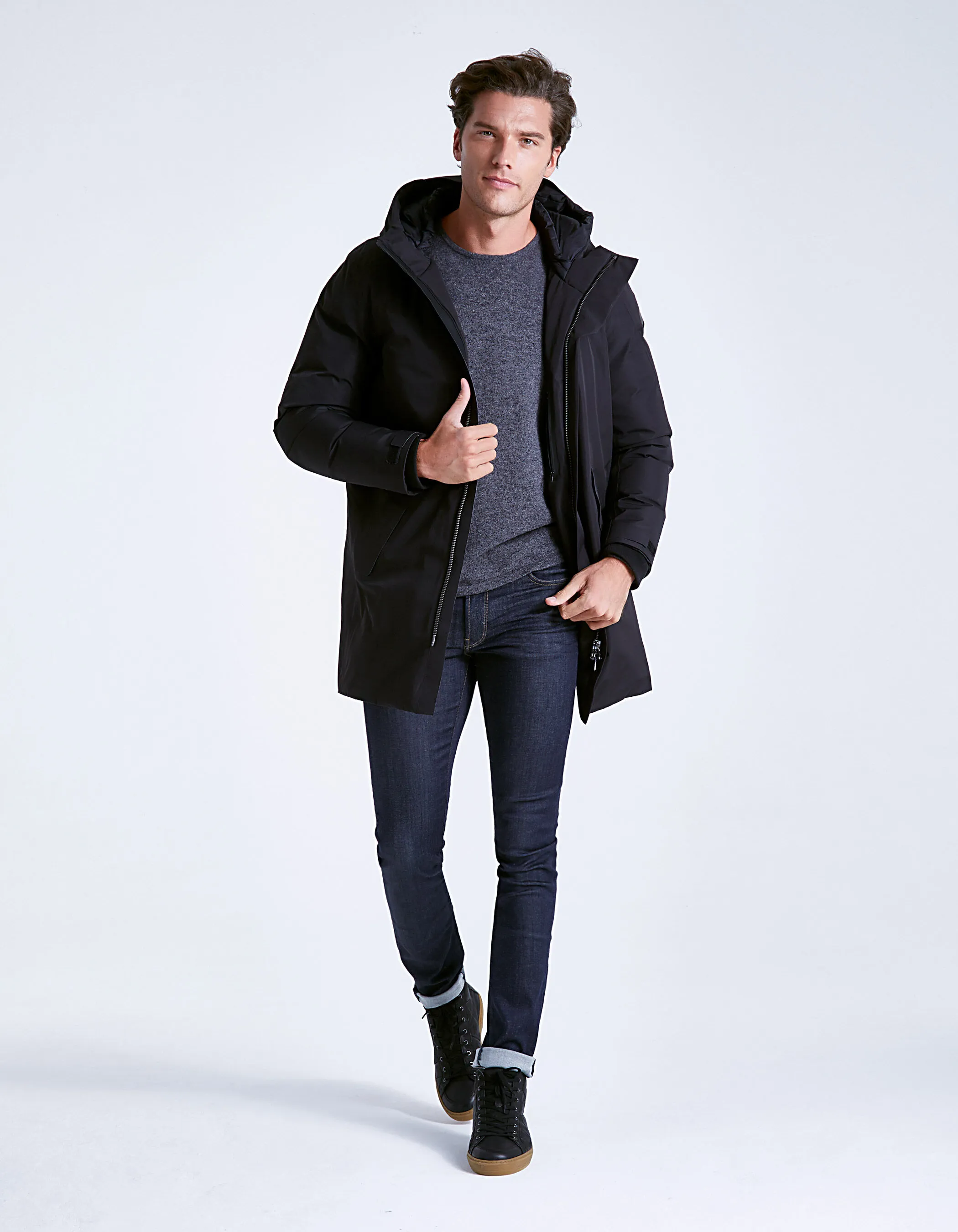 Parka longue noire Waterproof Homme